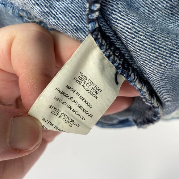 RVCA Mens denim jacket size small unisex light wash cotton distressed - Picture 8 of 13